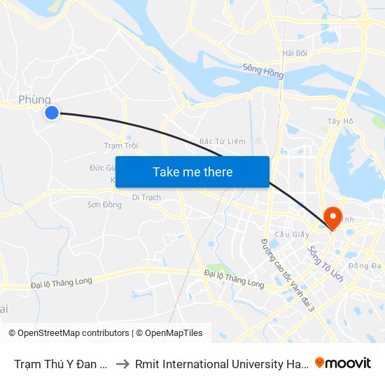 Trạm Thú Y Đan Phượng to Rmit International University Hanoi Campus map