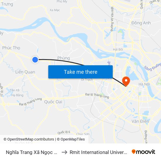 Nghĩa Trang Xã Ngọc Tảo - Quốc Lộ 32 to Rmit International University Hanoi Campus map