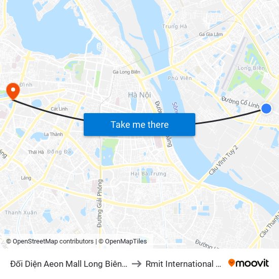 Đối Diện Aeon Mall Long Biên (Cột Điện T4a/2a-B Đường Cổ Linh) to Rmit International University Hanoi Campus map