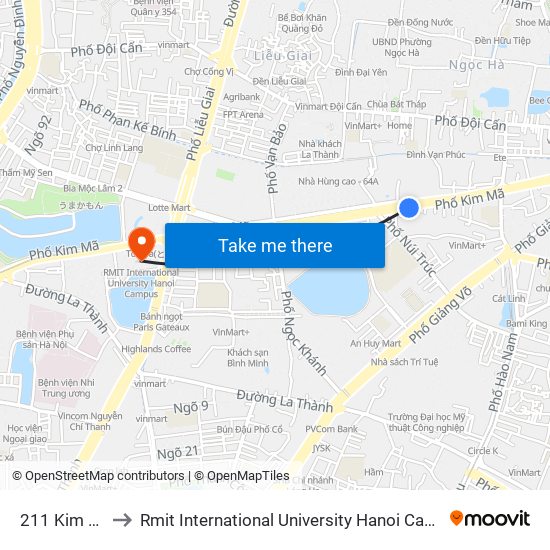 211 Kim Mã to Rmit International University Hanoi Campus map