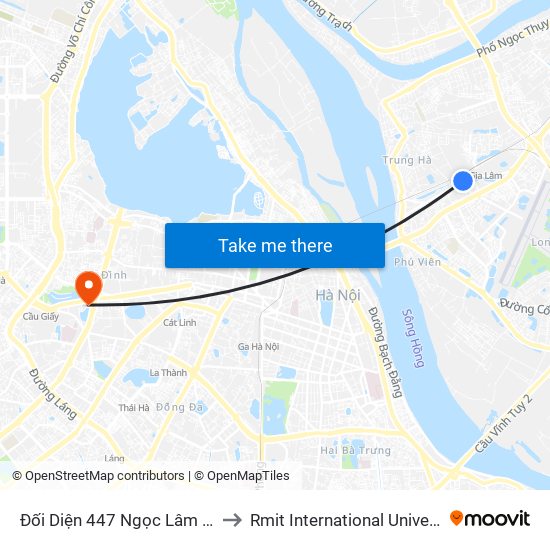 Đối Diện 447 Ngọc Lâm - Vườn Hoa Gia Lâm to Rmit International University Hanoi Campus map