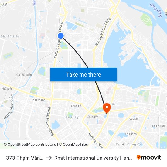 373 Phạm Văn Đồng to Rmit International University Hanoi Campus map