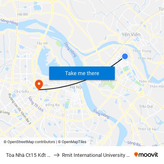 Tòa Nhà Ct15 Kđt Việt Hưng to Rmit International University Hanoi Campus map