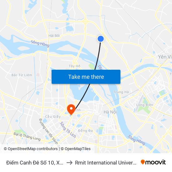 Điếm Canh Đê Số 10, Xã Tàm Xá-Đê 406 to Rmit International University Hanoi Campus map