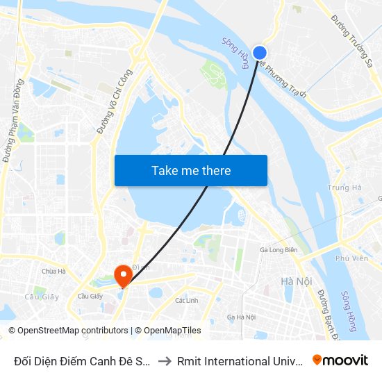 Đối Diện Điếm Canh Đê Số 12, Thôn Xuân Canh to Rmit International University Hanoi Campus map