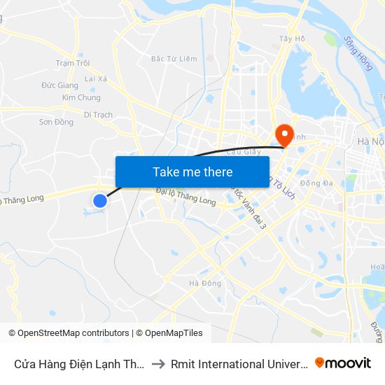 Cửa Hàng Điện Lạnh Thái Tuấn - Vân Lũng to Rmit International University Hanoi Campus map