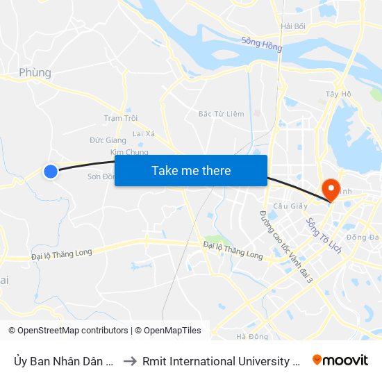 Ủy Ban Nhân Dân Xã Yên Sở to Rmit International University Hanoi Campus map