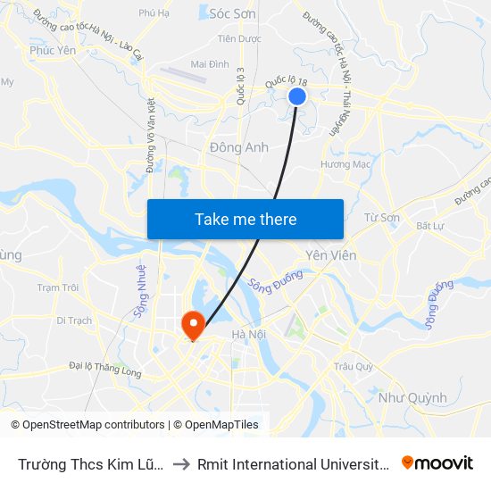 Trường Thcs Kim Lũ-Sóc Sơn-Hn to Rmit International University Hanoi Campus map