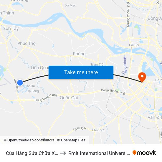 Của Hàng Sửa Chữa Xe Máy Duẩn An to Rmit International University Hanoi Campus map