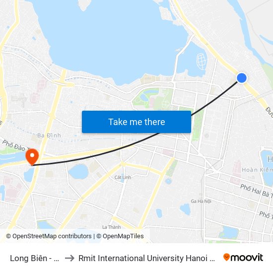 Long Biên - E05 to Rmit International University Hanoi Campus map