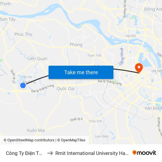 Công Ty Điện Tử Nobie to Rmit International University Hanoi Campus map
