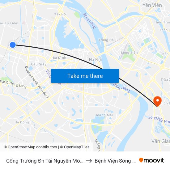 Cổng Trường Đh Tài Nguyên Môi Trường to Bệnh Viện Sông Hồng map