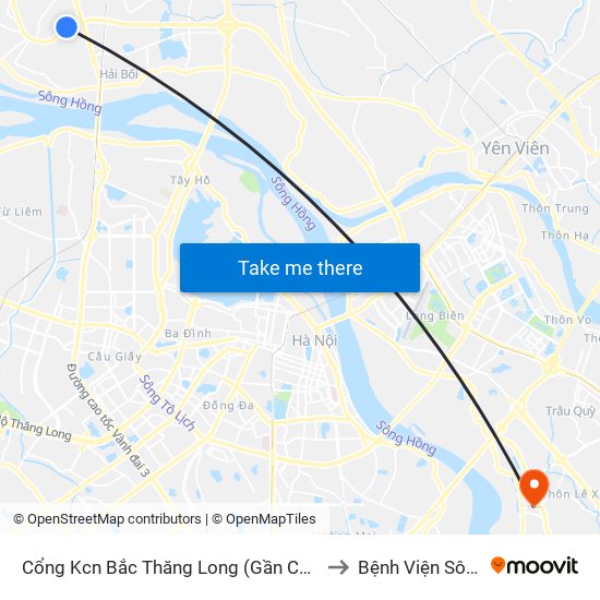 Cổng Kcn Bắc Thăng Long (Gần Cầu Vượt Bộ Hành) to Bệnh Viện Sông Hồng map