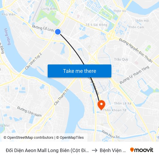 Đối Diện Aeon Mall Long Biên (Cột Điện T4a/2a-B Đường Cổ Linh) to Bệnh Viện Sông Hồng map