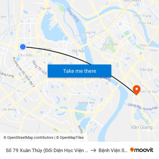 Số 79 Xuân Thủy (Đối Diện Học Viện Báo Chí Và Tuyên Truyền) to Bệnh Viện Sông Hồng map