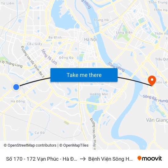 Số 170 - 172 Vạn Phúc - Hà Đông to Bệnh Viện Sông Hồng map