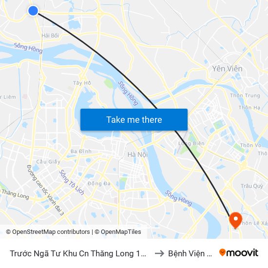 Trước Ngã Tư Khu Cn Thăng Long 100m (Chiều Nội Bài - Hà Nội) to Bệnh Viện Sông Hồng map