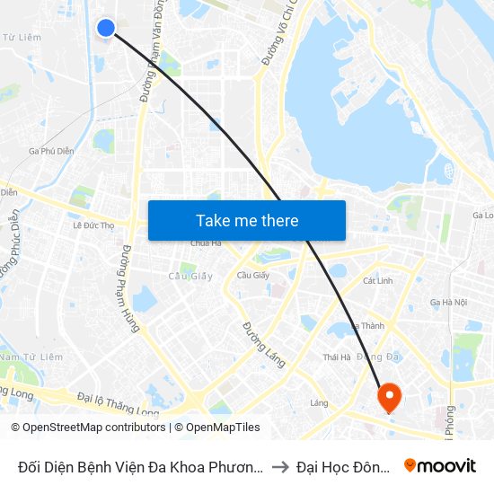 Đối Diện Bệnh Viện Đa Khoa Phương Đông to Đại Học Đông Đô map