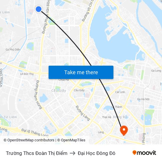 Trường Thcs Đoàn Thị Điểm to Đại Học Đông Đô map