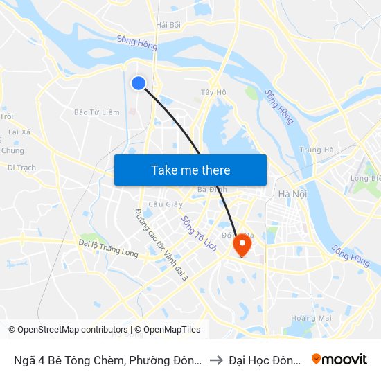 Ngã 4 Bê Tông Chèm, Phường Đông Ngạc to Đại Học Đông Đô map