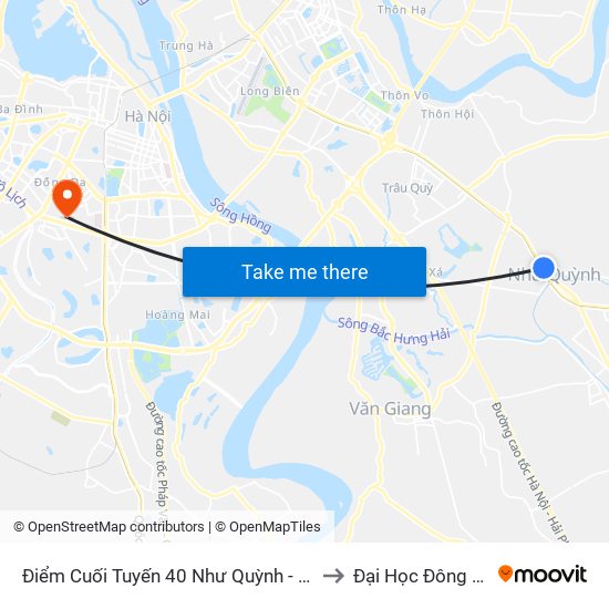 Điểm Cuối Tuyến 40 Như Quỳnh - Ql5 to Đại Học Đông Đô map