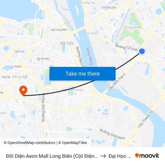Đối Diện Aeon Mall Long Biên (Cột Điện T4a/2a-B Đường Cổ Linh) to Đại Học Đông Đô map