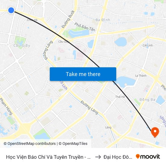 Học Viện Báo Chí Và Tuyên Truyền - 36 Xuân Thủy to Đại Học Đông Đô map