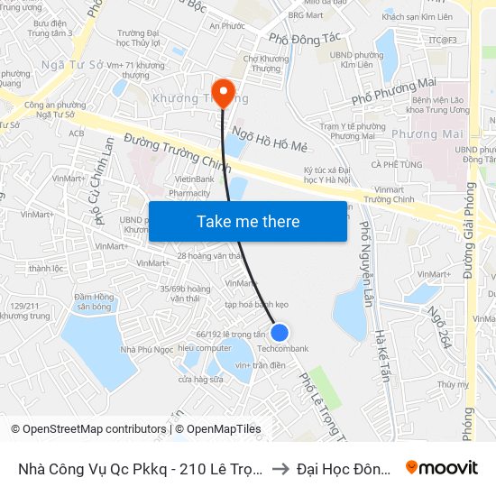 Nhà Công Vụ Qc Pkkq - 210 Lê Trọng Tấn to Đại Học Đông Đô map