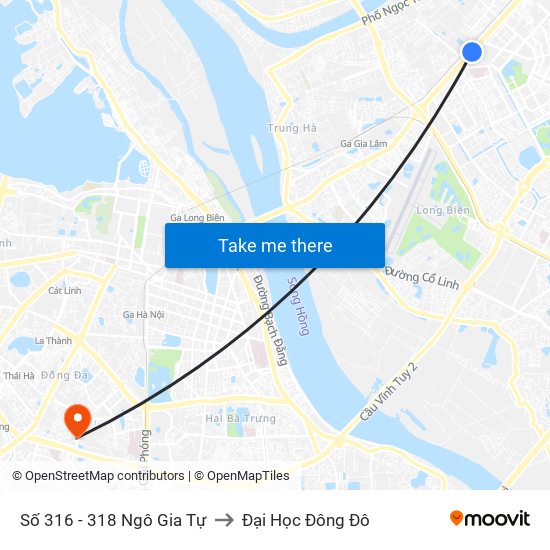 Số 316 - 318 Ngô Gia Tự to Đại Học Đông Đô map