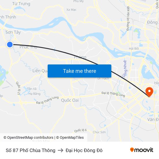 Số 87 Phố Chùa Thông to Đại Học Đông Đô map