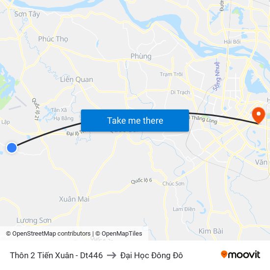 Thôn 2 Tiến Xuân - Dt446 to Đại Học Đông Đô map