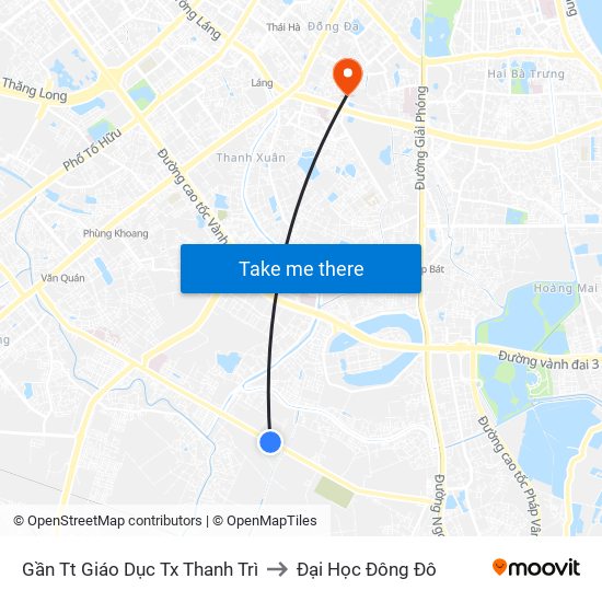 Gần Tt Giáo Dục Tx Thanh Trì to Đại Học Đông Đô map