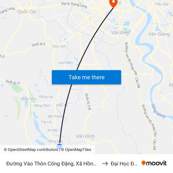 Đường Vào Thôn Cống Đặng, Xã Hồng Sơn Khoảng 50m to Đại Học Đông Đô map