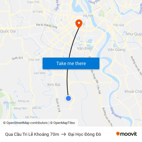 Qua Cầu Tri Lễ Khoảng 70m to Đại Học Đông Đô map