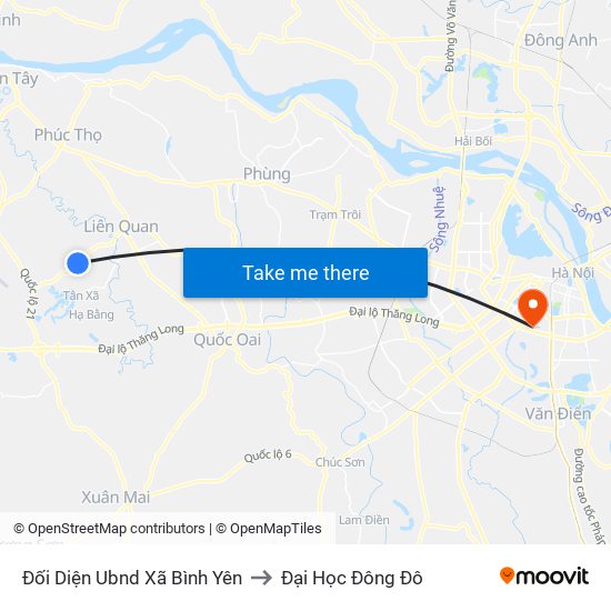 Đối Diện Ubnd Xã Bình Yên to Đại Học Đông Đô map