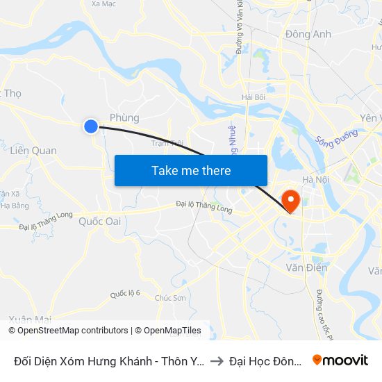 Đối Diện Xóm Hưng Khánh - Thôn Yên Dục to Đại Học Đông Đô map