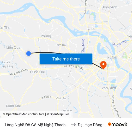 Làng Nghề Đồ Gỗ Mỹ Nghệ Thạch Thất to Đại Học Đông Đô map