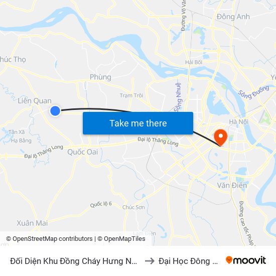 Đối Diện Khu Đồng Cháy Hưng Ngải to Đại Học Đông Đô map