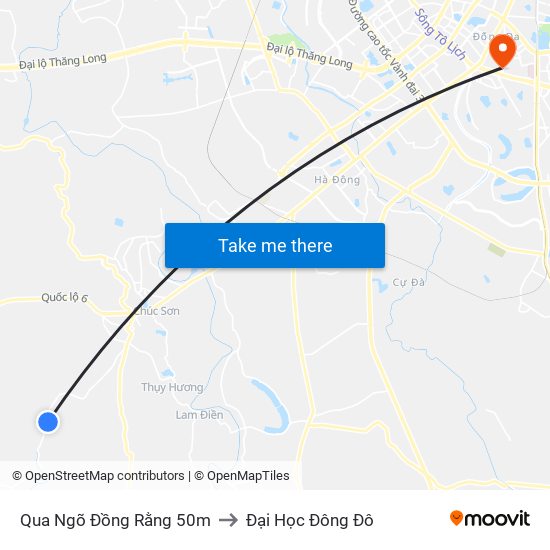 Qua Ngõ Đồng Rằng 50m to Đại Học Đông Đô map