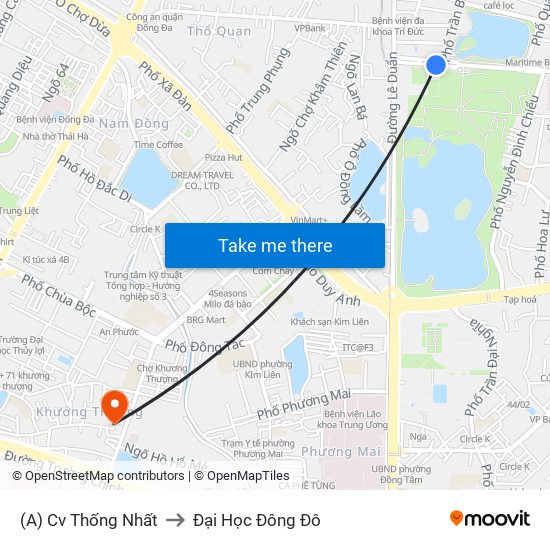(A) Cv Thống Nhất to Đại Học Đông Đô map