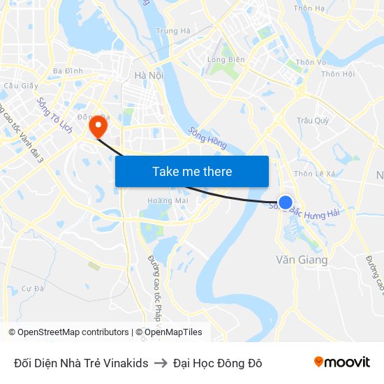 Đối Diện Nhà Trẻ Vinakids to Đại Học Đông Đô map