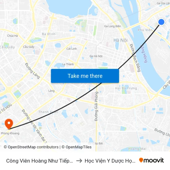 Công Viên Hoàng Như Tiếp (Cổng Số 4 Bvđk Tâm Anh) to Học Viện Y Dược Học Cổ Truyền Việt Nam map