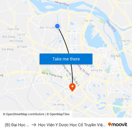 (B) Đại Học Mỏ to Học Viện Y Dược Học Cổ Truyền Việt Nam map