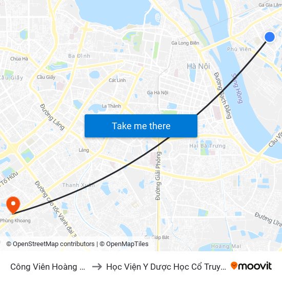 Công Viên Hoàng Như Tiếp to Học Viện Y Dược Học Cổ Truyền Việt Nam map