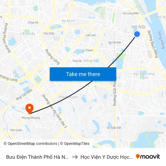 Bưu Điện Thành Phố Hà Nội - 75b Đinh Tiên Hoàng to Học Viện Y Dược Học Cổ Truyền Việt Nam map