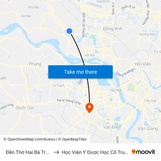 Đền Thờ Hai Bà Trưng - Ql23 to Học Viện Y Dược Học Cổ Truyền Việt Nam map