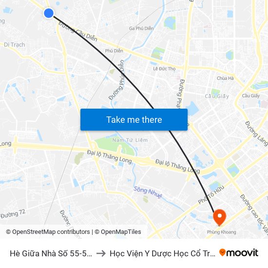 Hè Giữa Nhà Số 55-57 Phố Nhổn to Học Viện Y Dược Học Cổ Truyền Việt Nam map