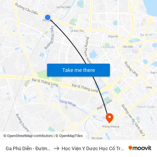 Ga Phú Diễn - Đường Cầu Diễn to Học Viện Y Dược Học Cổ Truyền Việt Nam map