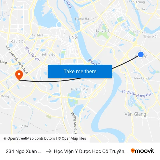 234 Ngô Xuân Quảng to Học Viện Y Dược Học Cổ Truyền Việt Nam map