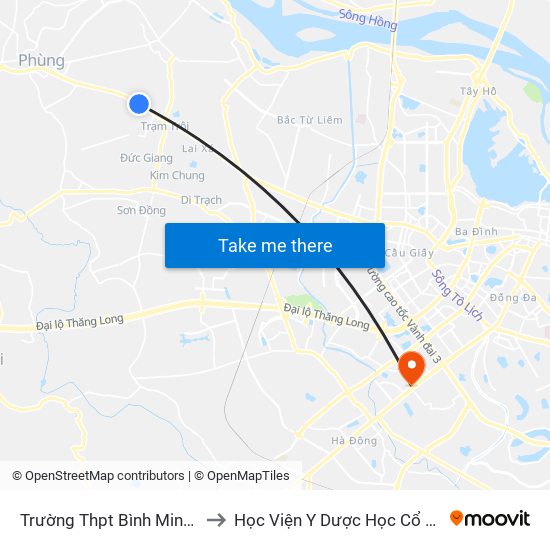 Trường Thpt Bình Minh - Quốc Lộ 32 to Học Viện Y Dược Học Cổ Truyền Việt Nam map